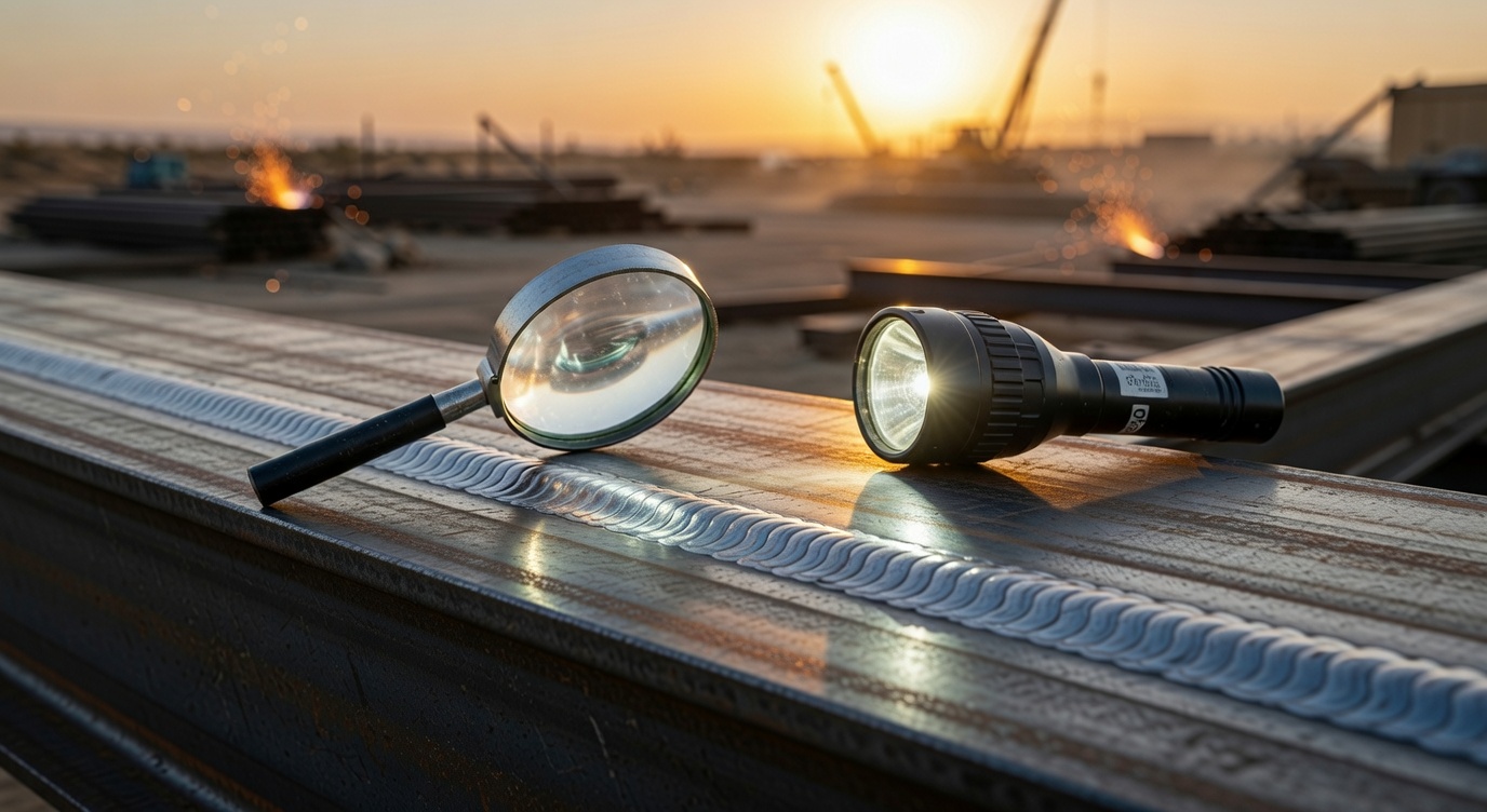 Special inspection on structural steel, professional empty construction site